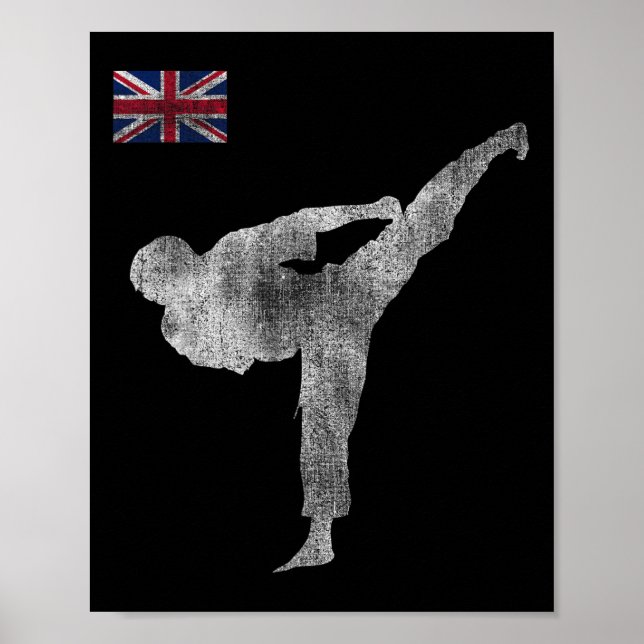 Poster Equipe de Karate Artes Marciais Mma Chute Inglater (Frente)