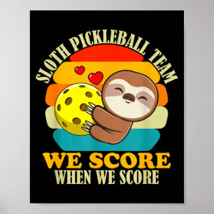 Poster Equipe de pickleball de preguiça esportes amor mot