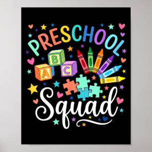 Poster Equipe de pré-escola de volta à escola professor l