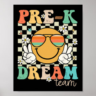 Poster Equipe de pré-k Professora Sonho Retro Pré-escola 