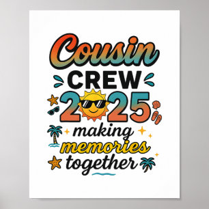 Poster Equipe de Primos Viagem de Família à Praia nas Fér