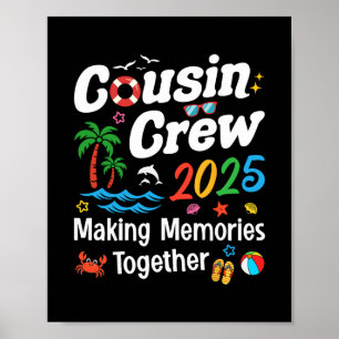 Poster Equipe de Primos Viagem de Família à Praia nas Fér