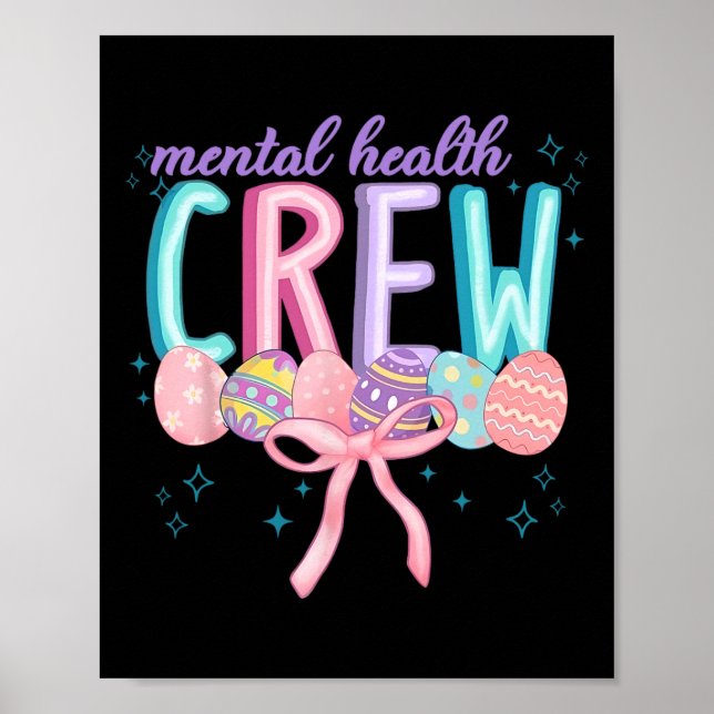 Poster Equipe de Saúde Mental da Páscoa Laço Coquette Ovo (Frente)