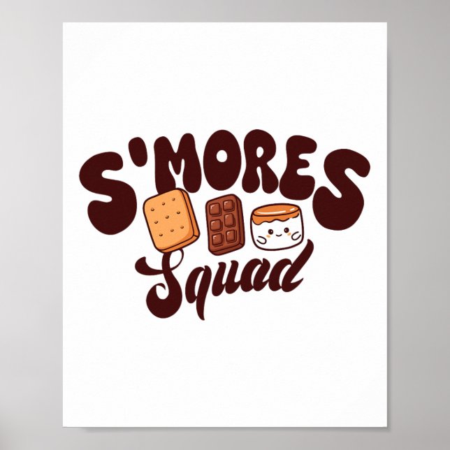Poster Equipe de S'mores Acampamento Fogueira Chocolate M (Frente)