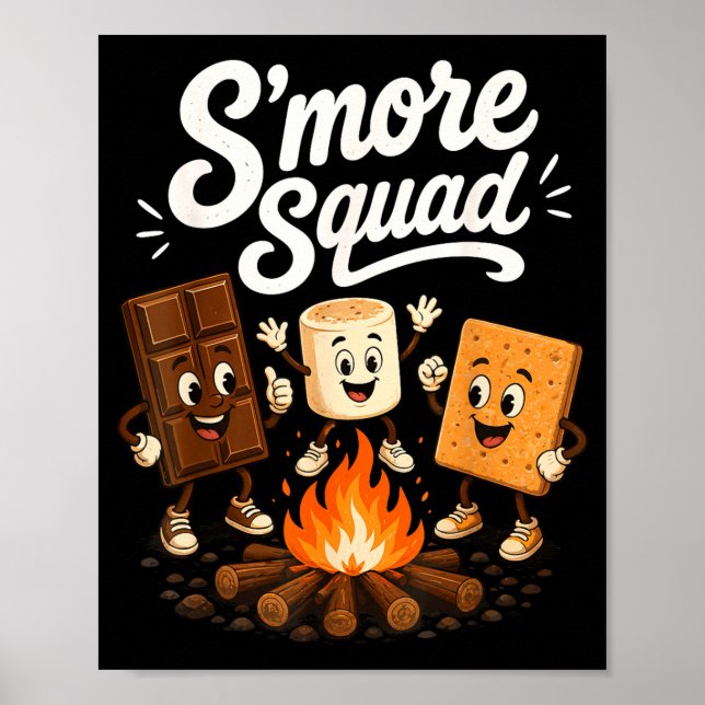 Poster Equipe de S'mores divertido marshmallow fogueira  (Frente)