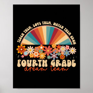 Poster Equipe de Sonhos do 4º ano Groovy Rainbow De Volta
