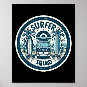 Poster Equipe de Surfistas Equipamentos de Surf para Surf