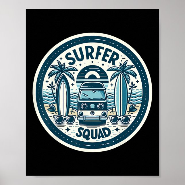 Poster Equipe de Surfistas Equipamentos de Surf para Surf (Frente)