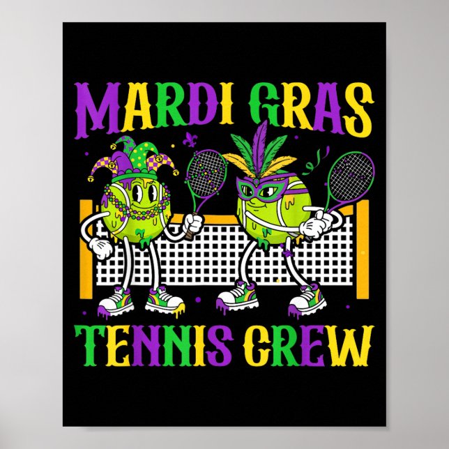 Poster Equipe de Tênis Mardi Gras Contas Máscaras Fofas J (Frente)