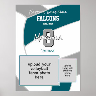 Poster equipe de vôlei da cinza Teal coloração comemorati