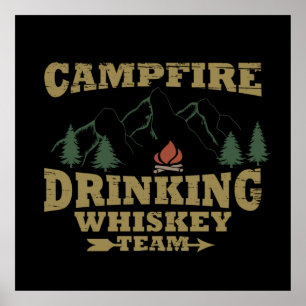 Poster equipe de whiskey do bebendo de campfire