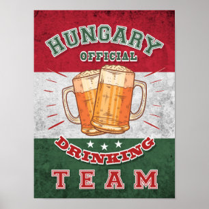 Poster Equipe do Bebendo oficial da Hungria. Cerveja engr