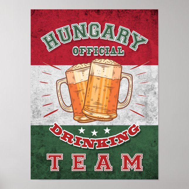 Poster Equipe do Bebendo oficial da Hungria. Cerveja engr (Frente)