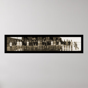 Poster Equipe do grupo de Yale & foto enorme 1910 dos sub