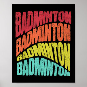 Poster Equipe Esportiva de Badminton Vibe Retro Groovy