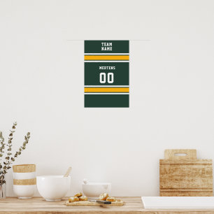Poster Equipe Esportiva Seu Nome Número Verde Dourado Bra