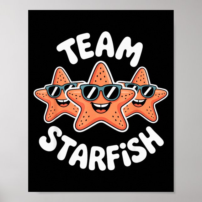 Poster Equipe Estrela do Mar Óculos de Sol Legais Cartoon (Frente)