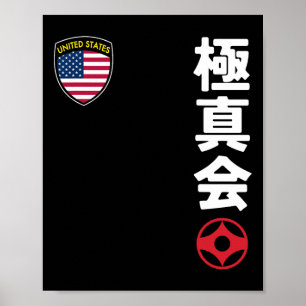 Poster Equipe Karate Kyokushinkai Usa Kanji Japonês Marti