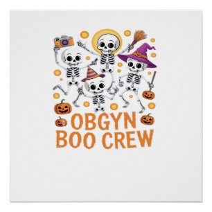 Póster Equipe OBGYN Boo Enfermeira Esqueleto Dançando Hal