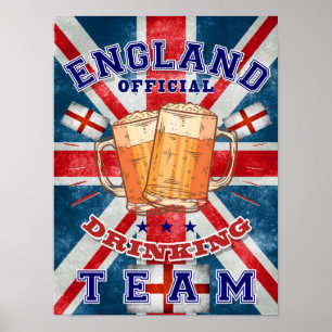 Poster Equipe Oficial de Bebendos da Inglaterra. Cerveja 