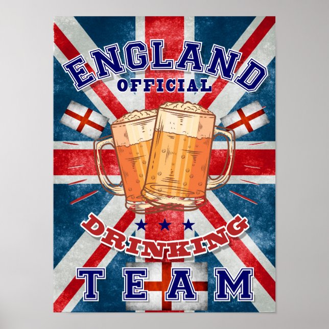 Poster Equipe Oficial de Bebendos da Inglaterra. Cerveja  (Frente)
