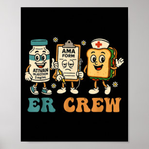 Poster Equipe Retro de Urgência Sala de Emergência Engraç