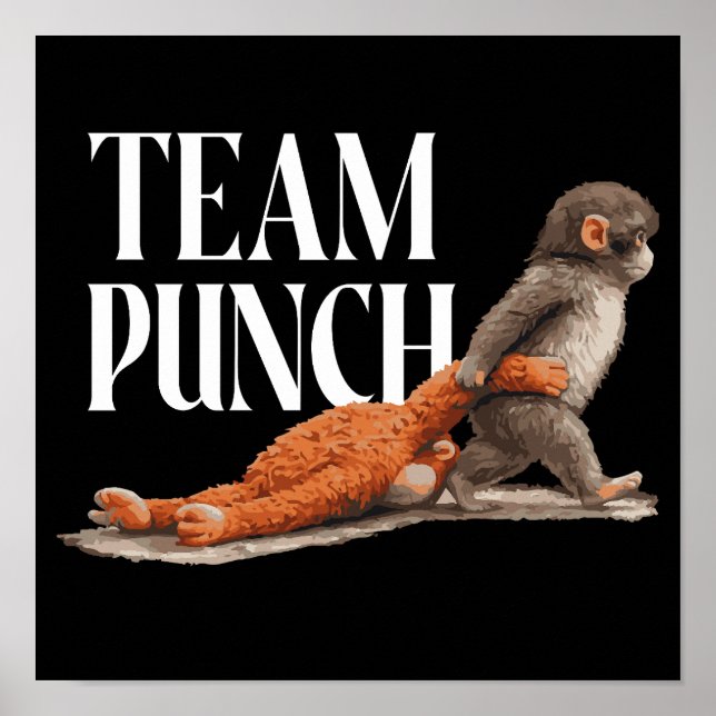 Poster Equipe Soco Macaco Japonês Fofo (Frente)