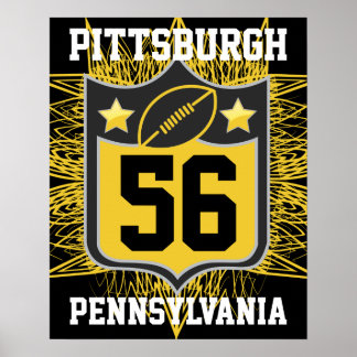 Poster Equipe USA Sports Black e Dourado Pittsburgh Futeb