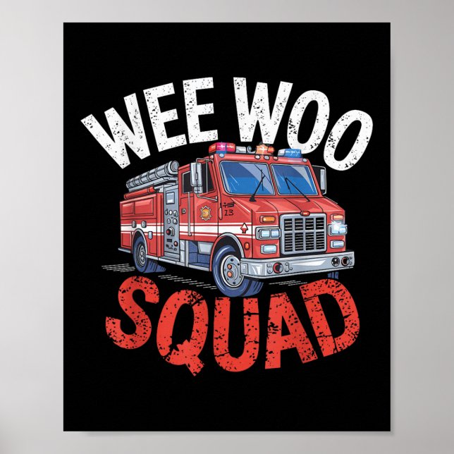 Poster Equipe Wee Woo Divertida Caminhão de Bombeiros Bom (Frente)