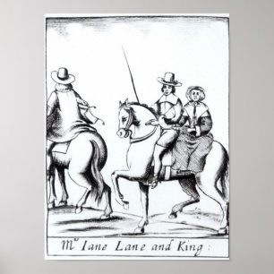 Póster Equitação da Sra. Jane Pista com rei Charles II