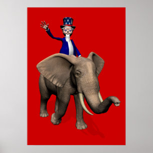 Poster Equitação do tio Sam no elefante