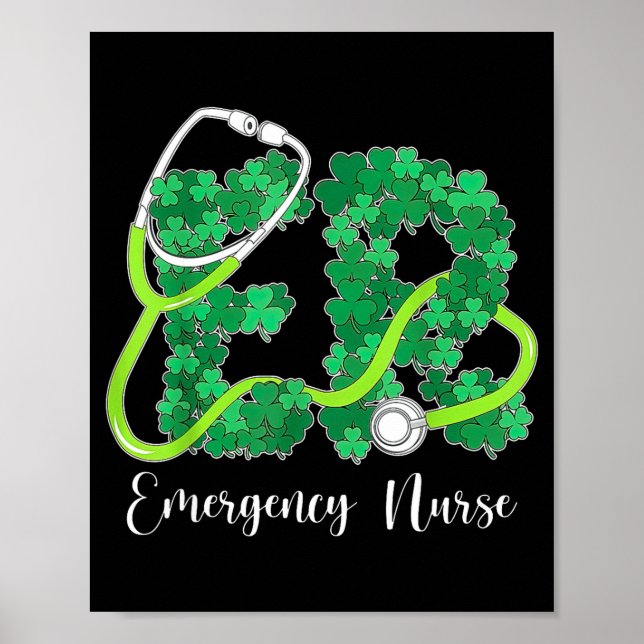Poster Er Emergency Nurse Stethoscope St. Patrick's Day S (Frente)