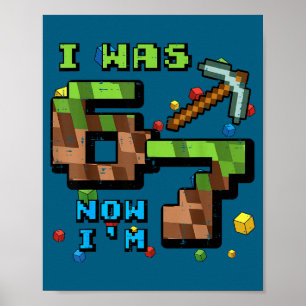 Poster Era um jogador de pixel de 6 7 anos no aniversário
