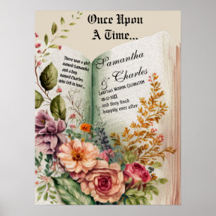 Poster Era uma vez Livro Floral Casamento