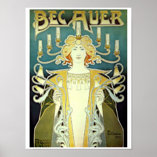 Poster Era Victoriana Art Nouveau Gas Lighting Ad