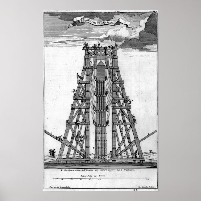 Póster Erecendo o antigo Obelisco Egípcio (Frente)