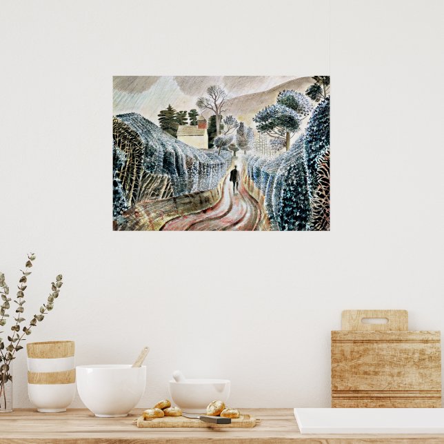 Poster Eric Ravilious art, tarde úmida (Cozinha)