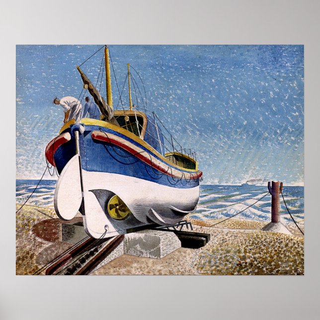 Poster Eric Ravilious - Bote salva-vidas,  (Frente)