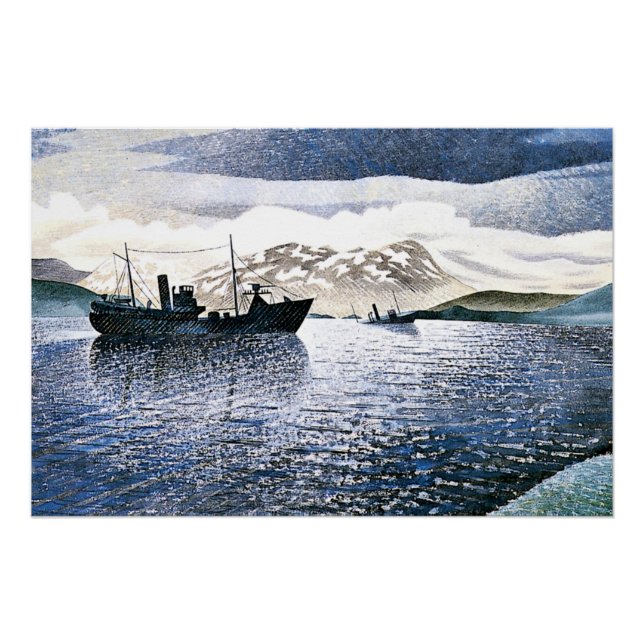 Póster Eric Ravilious - Noruega, realismo mágico, (Frente)