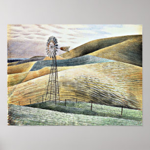 Poster Eric Ravilious, pintura, Windmill