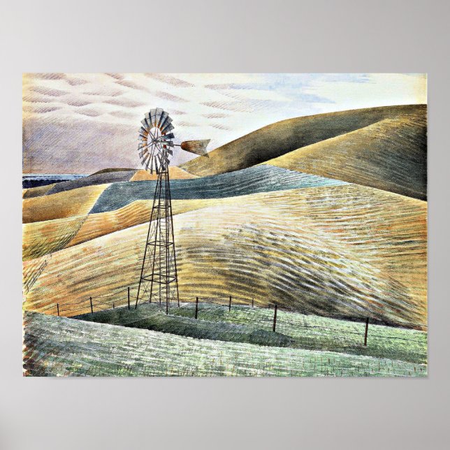 Poster Eric Ravilious, pintura, Windmill (Frente)