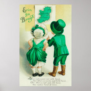 Póster Erin Go Bragh Casal Olhando para o Mapa da Irlanda