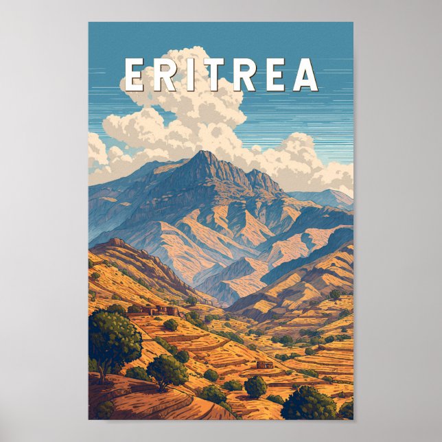 Poster Eritreia Illustração Viagem Art Vintage (Frente)