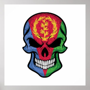 Poster Eritreia Smiling Skull Flag