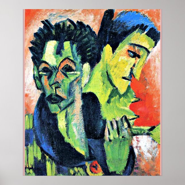 Poster Ernst Kirchner - Autorretrato Duplo (Frente)