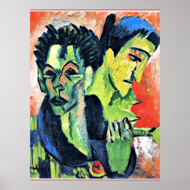 Poster Ernst Kirchner - Autorretrato Duplo (Frente)