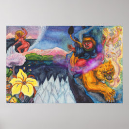 Poster Eros equeando Leão Princesa Sonho de Aquarela