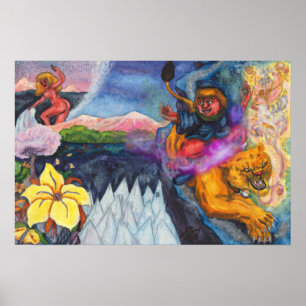 Poster Eros equeando Leão Princesa Sonho de Aquarela