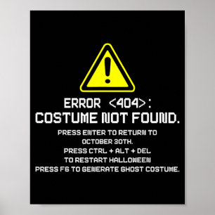 Poster Erro 404 Fantasia Não Encontrada Divertido Hallowe