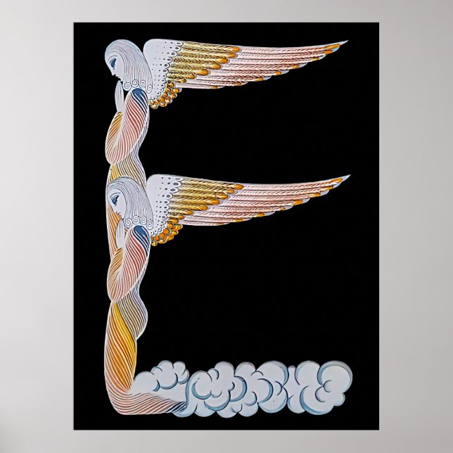 Poster Erté - A letra E do Conjunto Alfabético, 1976 (Frente)